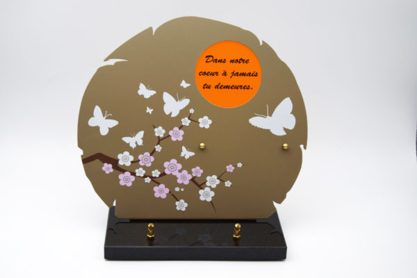 Pompes Funèbres Grosso : Plaque cerisier papillon