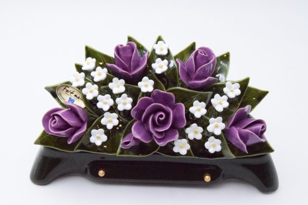 Pompes Funèbres Grosso : Céramique rose fleurettes blanches