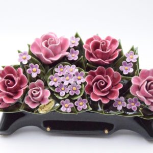 Pompes Funèbres Grosso : Céramique rose fleurette grenat