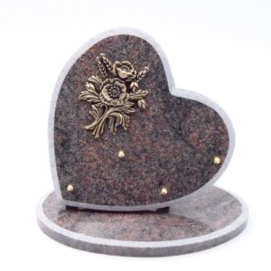 Pompes Funèbres Grosso : Coeur granit filet sur socle bronze pensées