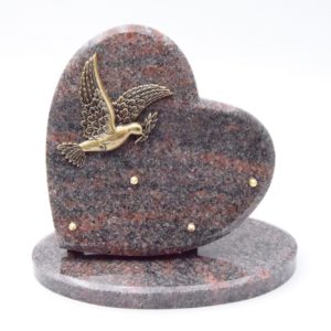 Pompes Funèbres Grosso : Coeur granit sur socle bronze colombe