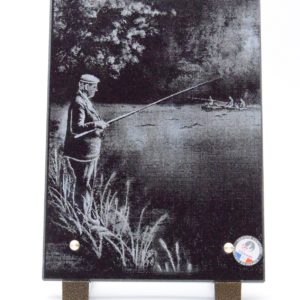 Pompes Funèbres Grosso : Plaque granit photo pêcheur
