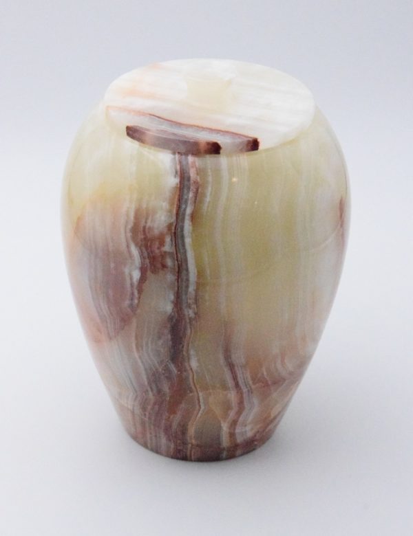 Pompes Funèbres Grosso : Urne onyx marbre marron Ø21 x H28.5