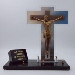 Pompes Funèbres Grosso : Plaque altu croix christ bloc texte