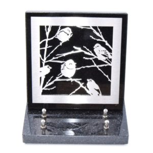 Pompes Funèbres Grosso : Plaque granit noir oiseau inox