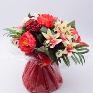 Pompes Funèbres Grosso : Bouquet Bulle fleurs rouge