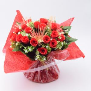 Pompes Funèbres Grosso : Bouquet bulle rose bouton rouge