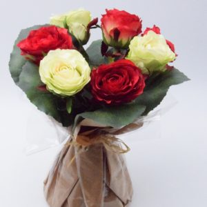 Pompes Funèbres Grosso : Bouquet Bulle roses tiges rouge(B)