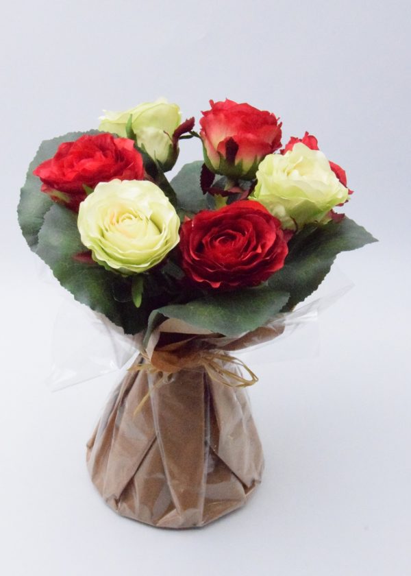 Pompes Funèbres Grosso : Bouquet Bulle roses tiges rouge(B)