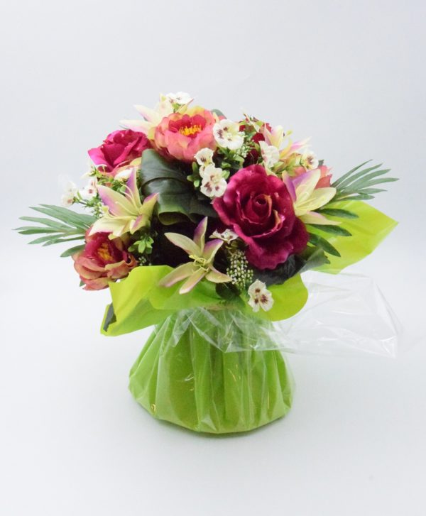 Pompes Funèbres Grosso : Bouquet bulle roses violet(009)