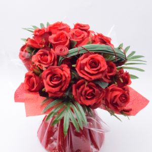 Pompes Funèbres Grosso : Bouquet bulle rosier rouge (A)