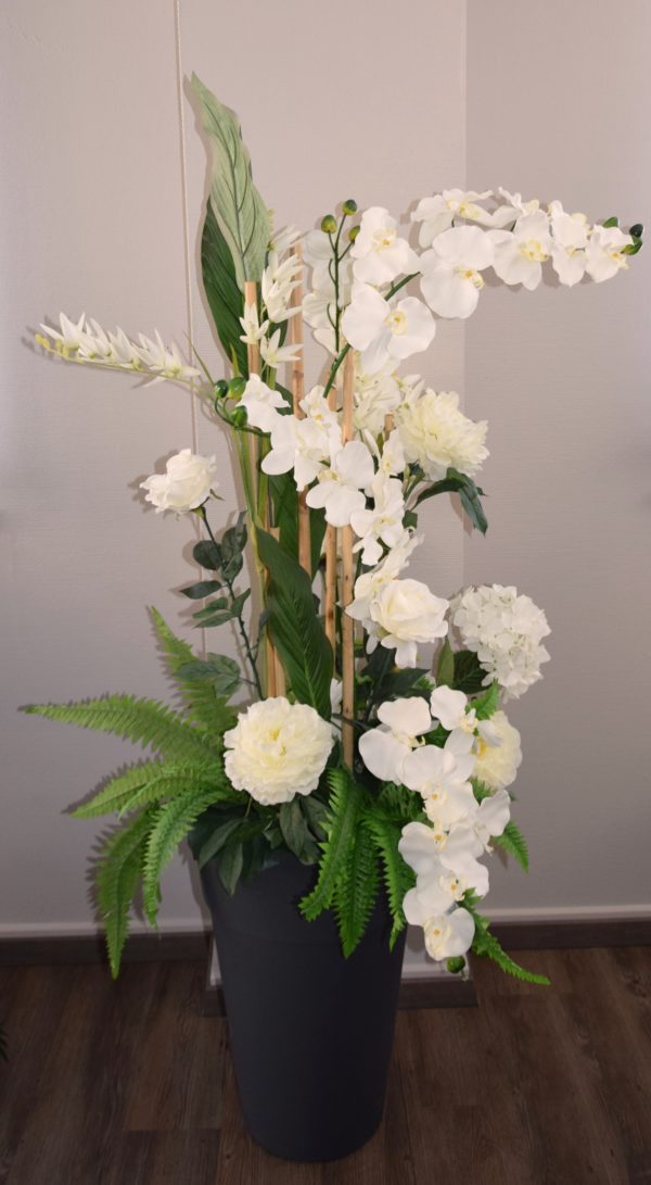 Pompes Funèbres Grosso : Composition hauteur fleur blanche
