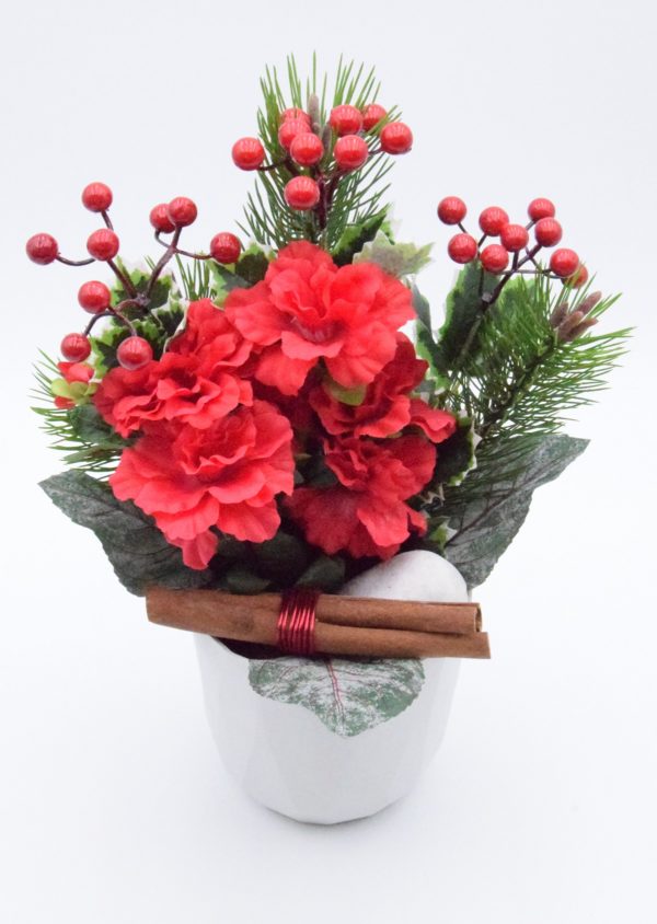 Pompes Funèbres Grosso : Composition coupe fleurs de noël (A)