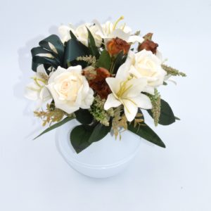 Pompes Funèbres Grosso : Coupe boule roses et lys blanc (A)