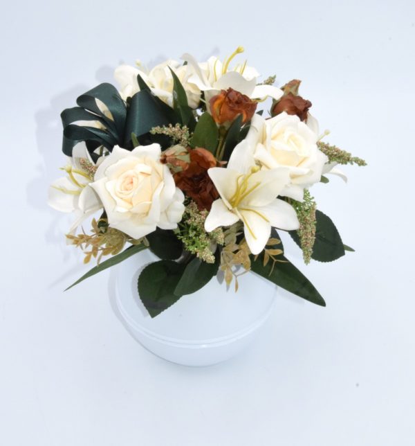 Pompes Funèbres Grosso : Coupe boule roses et lys blanc (A)
