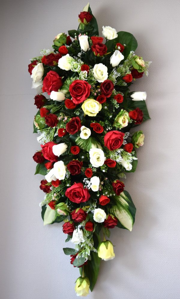 Pompes Funèbres Grosso : Dessus de cercueil multi roses rouge (A)