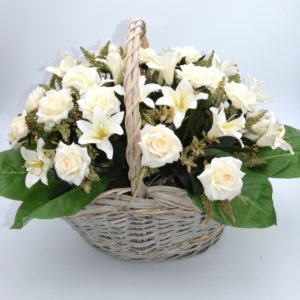 Pompes Funèbres Grosso : Panier fleuri blanc (A)