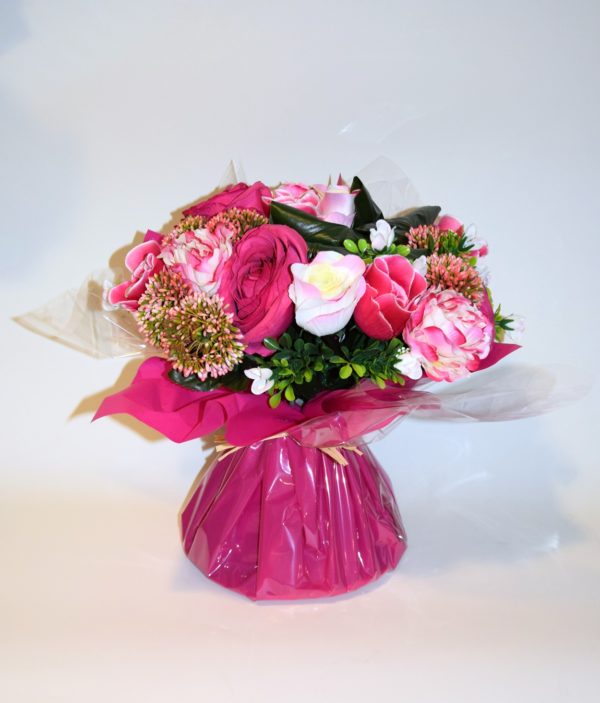 Pompes Funèbres Grosso : Bouquet bulle roses rose (B)