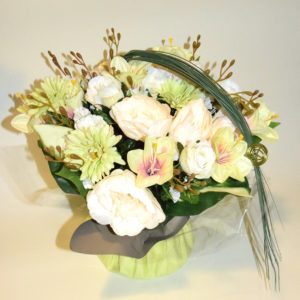 Pompes Funèbres Grosso : Bouquet bulle vert et blanc (C)