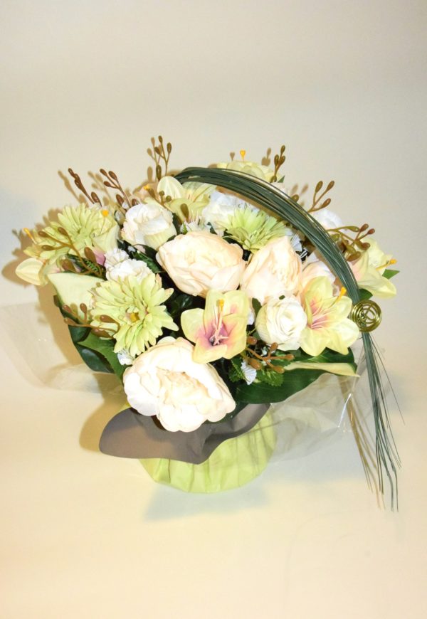 Pompes Funèbres Grosso : Bouquet bulle vert et blanc (C)