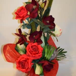 Pompes Funèbres Grosso : Bouquet bulle hauteur rouge (B)
