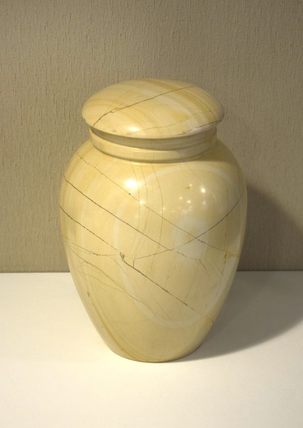 Pompes Funèbres Grosso : Urne marbre beige Ø21xH28.5