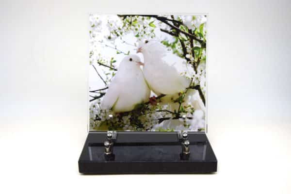 Pomppes Funebres Grosso : Plaque altu image couple colombe