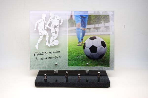 Pompes Funebres Grosso : Plaque imprimée motif inox footbal