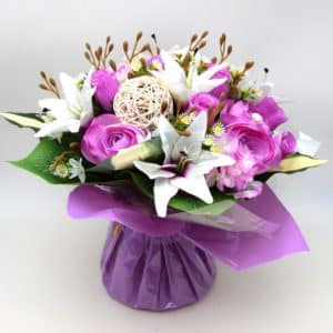 Pompes Funèbres Grosso Bouquet bulle HGD blanc rose (D):