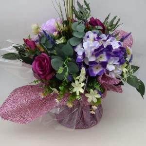 Pompes Funèbres Grosso : Bouquet bulle bohème rose et violet (B)