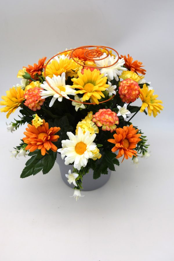 Pompes Funèbres Grosso : Pot marguerites orange (D)