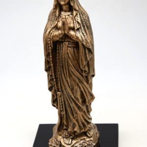 Pompes Funèbres Grosso : Vierge de Lourdes bronzée 40cm sur socle