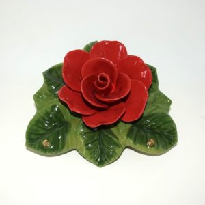 Pompes Funèbres Grosso :Croissant 21cm Rose rouge vif