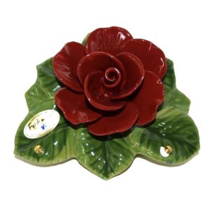 Pompes Funèbres Grosso : Croissant 21 cm rose rouge grenat