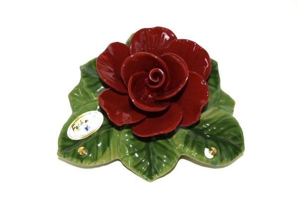 Pompes Funèbres Grosso : Croissant 21 cm rose rouge grenat
