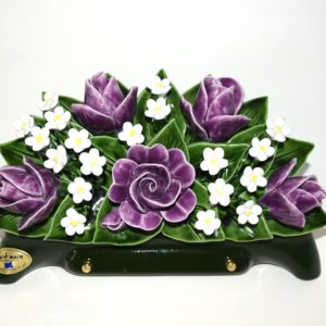 Pompes Funèbres Grosso : Arceau 30cm rose parme fleurettes blanches