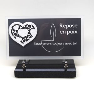 Pompes Funèbres Grosso : Plaque altu texte gravé décor inox