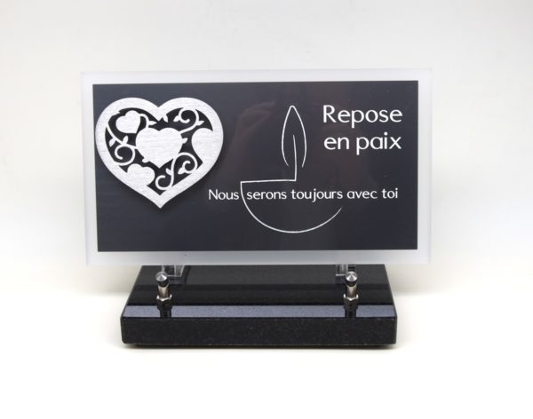 Pompes Funèbres Grosso : Plaque altu texte gravé décor inox