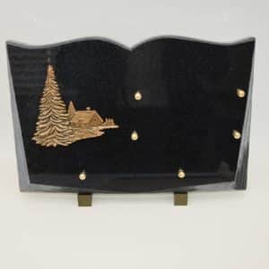 Pompes Funèbres Grosso : Plaque granit sapin maison noire