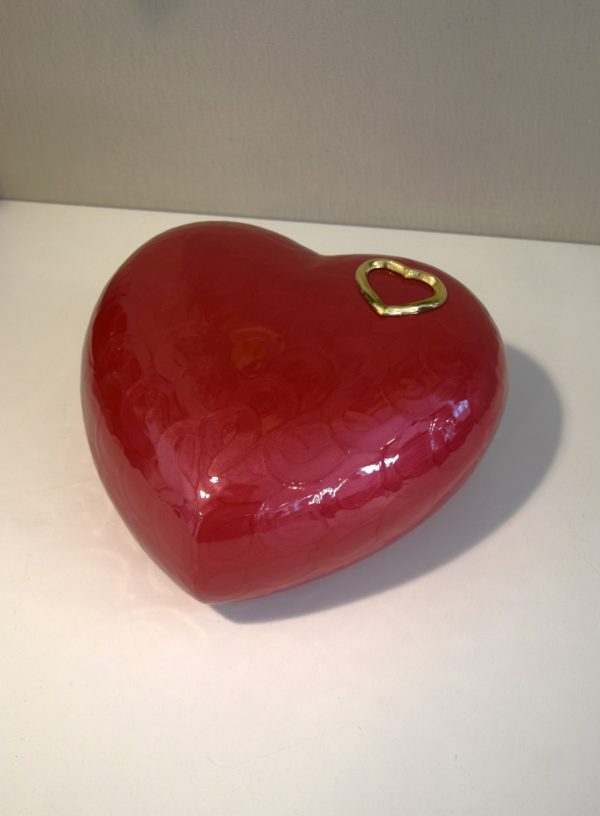 Pompes Funèbres Grosso : Urne alu coeur rouge 23x23x13