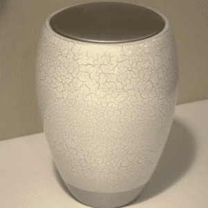 Pompes Funèbres Grosso : Urne craquelée blanche Ø17x24