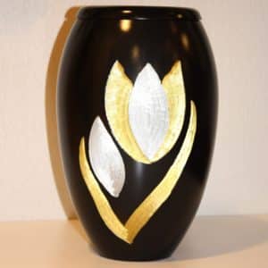 Pompes Funèbres Grosso : Urne laiton noir tulipe Ø17 x H26 4l