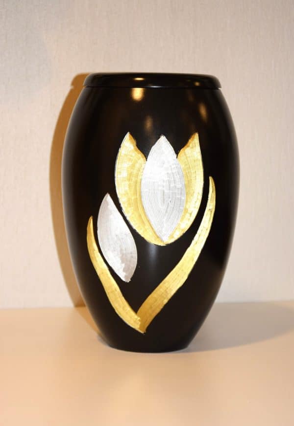 Pompes Funèbres Grosso : Urne laiton noir tulipe Ø17 x H26 4l