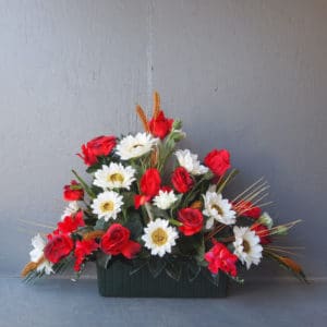 Jardinière face tournesols rouge