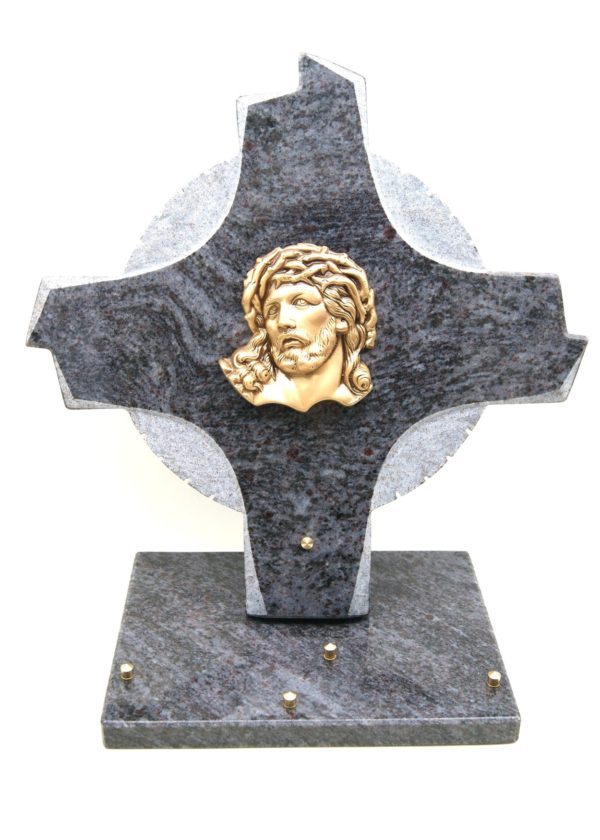 Pompes Funèbres Grosso : Croix granit MB Christ sur socle MB