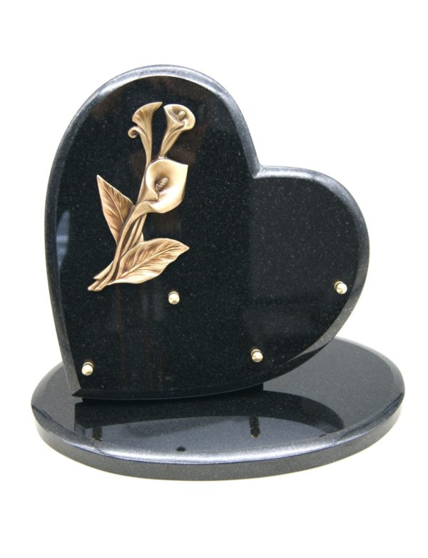 Pompes Funèbres Grosso : Plaque coeur noir arum