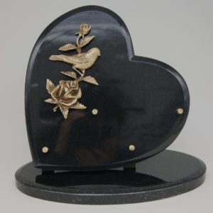 Pompes Funèbres Grosso : Plaque coeur noir branche fauvette