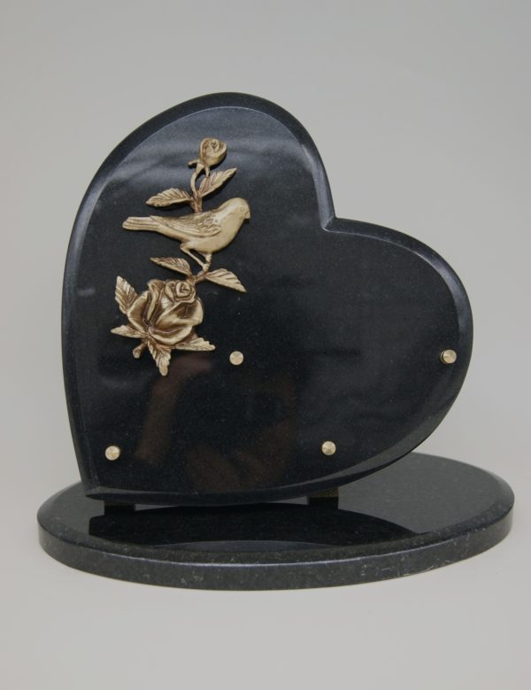 Pompes Funèbres Grosso : Plaque coeur noir branche fauvette