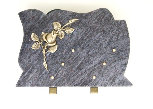 Pompes Funèbres Grosso : Plaque granit MB branche rose
