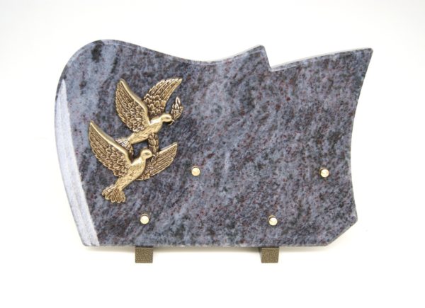 Pompes Funèbres Grosso : Plaque granit MB duo colombes